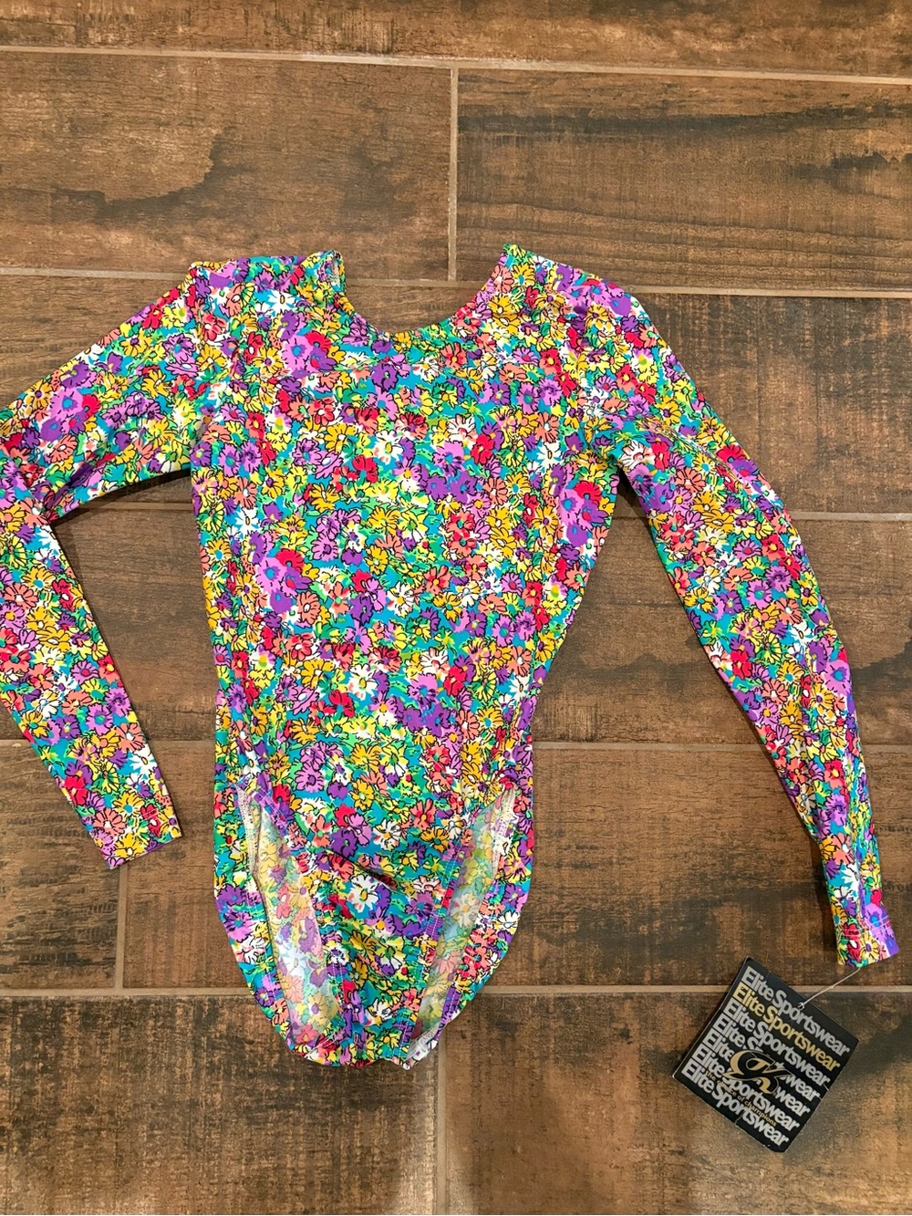 Vintage 90s GK Elite Floral Long Sleeve Leotard NWT Deadstock Adult XS